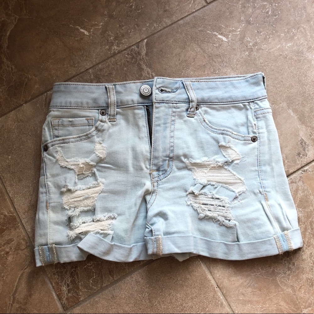 Light blue Denim ripped shorts
